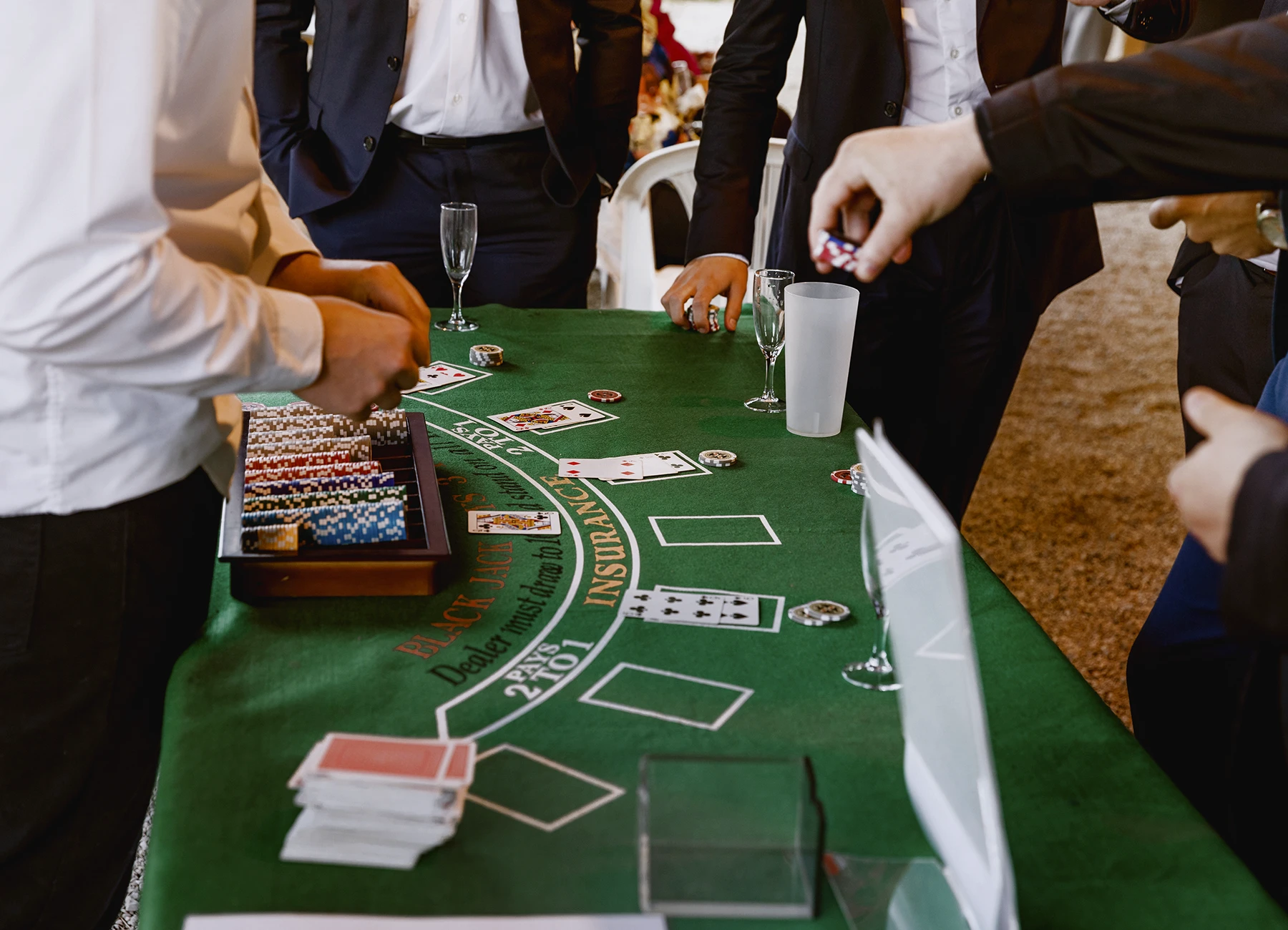 Table de blackjack au vin d'honneur